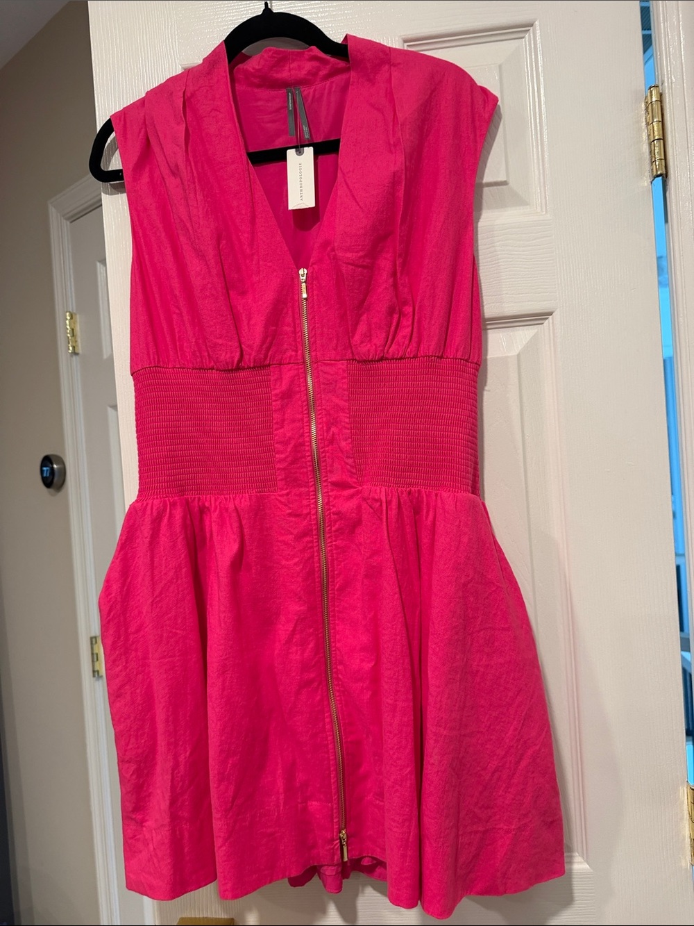 Anthropologie Fuchsia Zip-Front Casual Dress